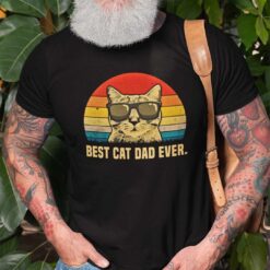 Best Cat Dad Ever Shirt Cat Dad Vintage Fat Cat Wear Glasses