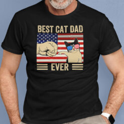 Best Cat Dad Shirt Vintage Cat Glasses American Flag