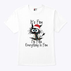 It's Fine I'm Fine Everything Is Fine Christmas Cat Shirt1