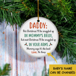 Personalized Dear Daddy This Christmas I'll Be Snuggled Up in Mommy's Belly Ornament
