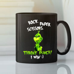 Rock Paper Scissors Throat Punch Grinch Mug